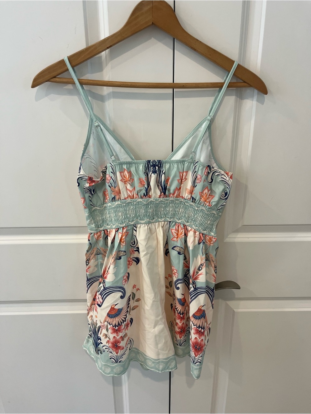 Cupshe women’s small NWT Mint & Cream V-Neck tropical boho print romper - Picture 2 of 12